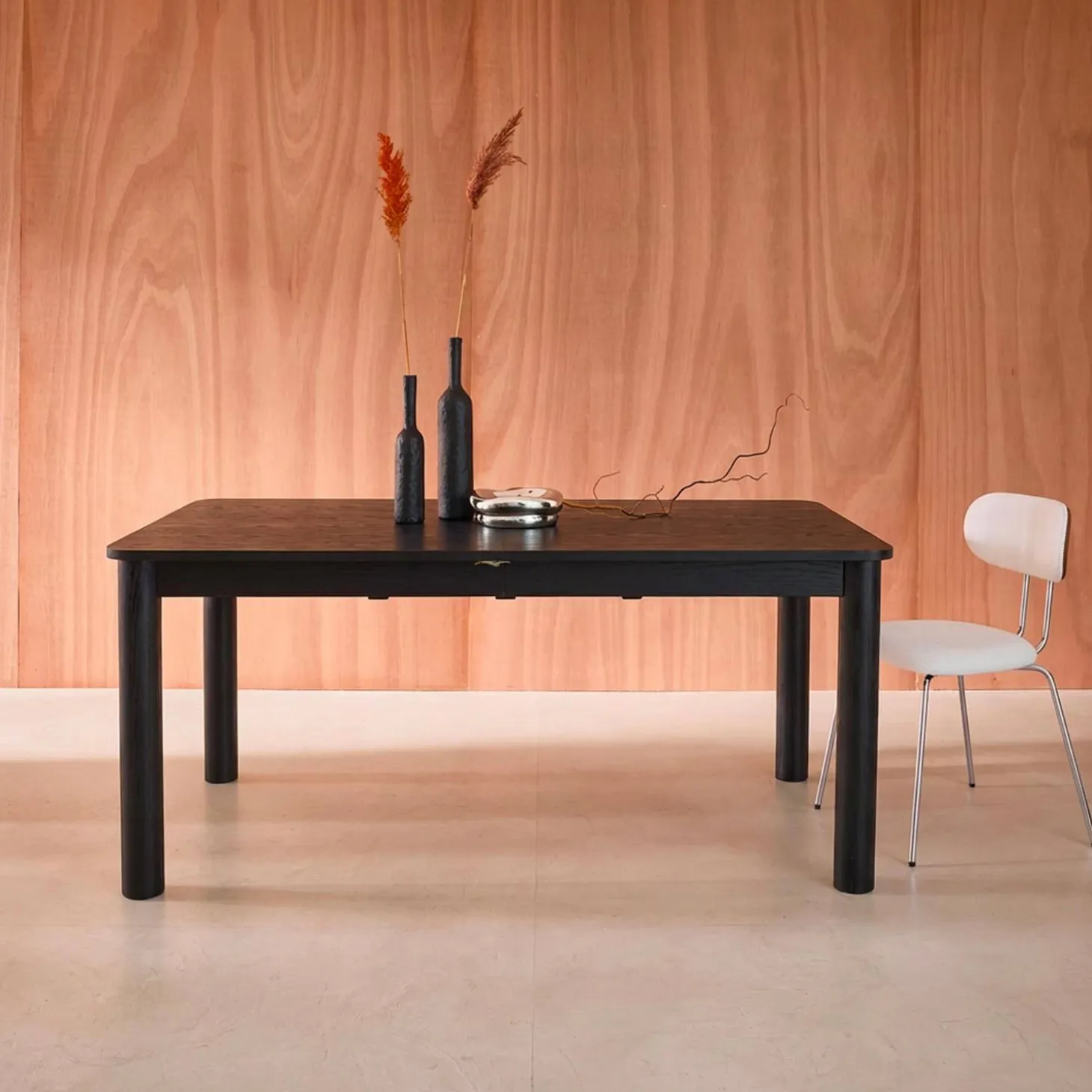 6-10 seater rectangular extendable dining table, rubberwood and oak veneer
