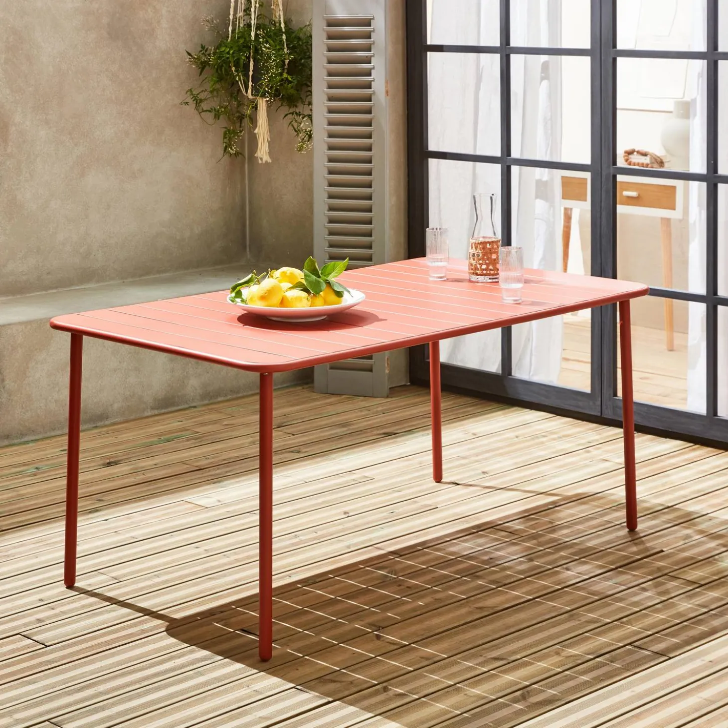 6-8 seater rectangular steel garden table