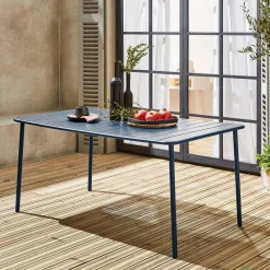 6-8 seater rectangular steel garden table
