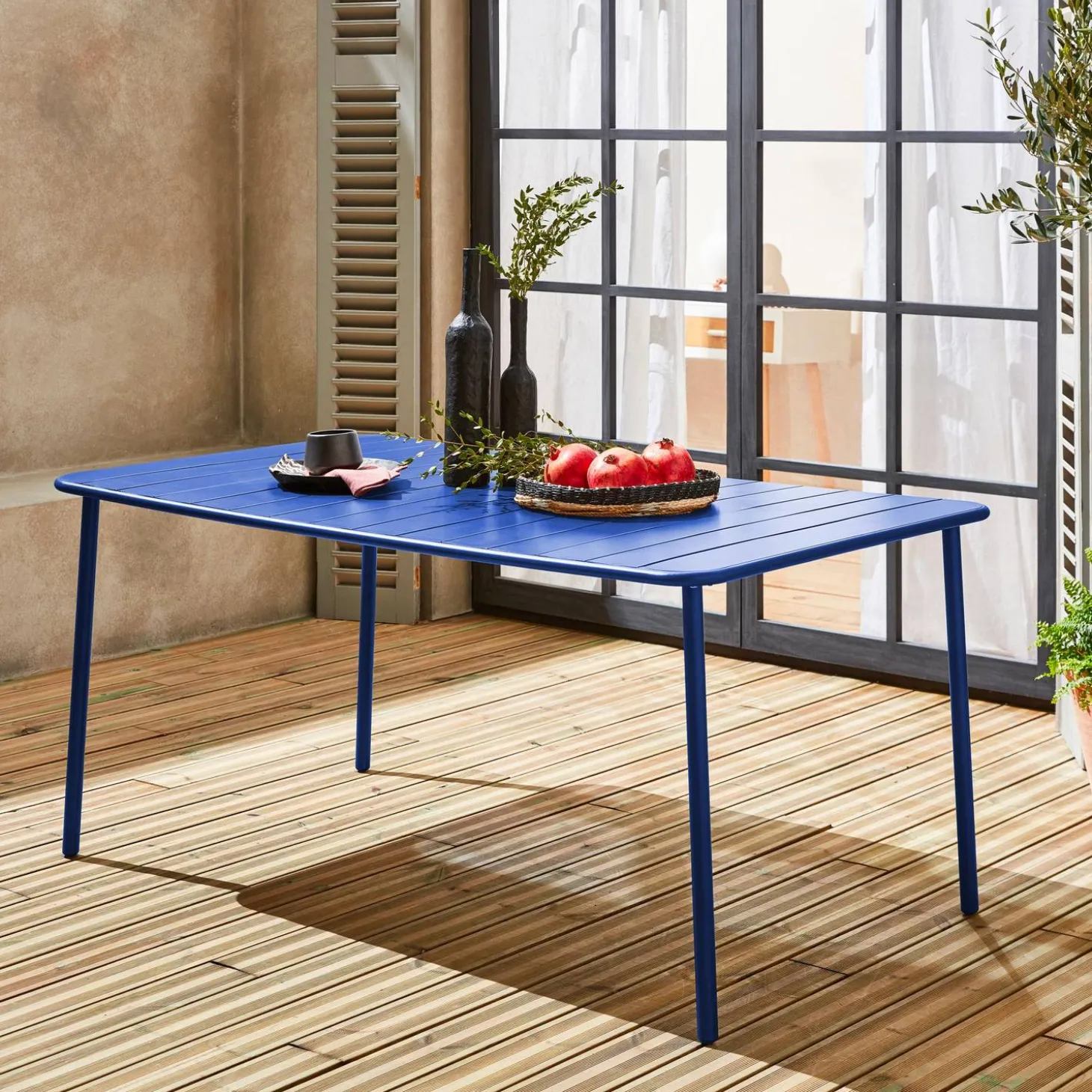 6-8 seater rectangular steel garden table