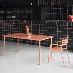6-8 seater rectangular steel garden table