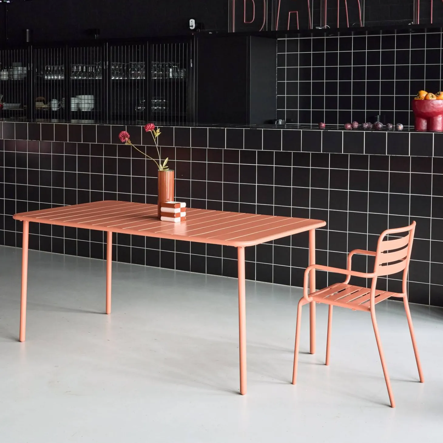 6-8 seater rectangular steel garden table