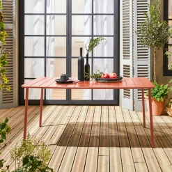 6-8 seater rectangular steel garden table