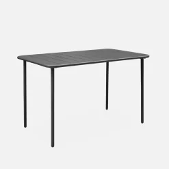 4-seater rectangular steel garden table with 4 chairs