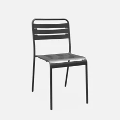 4-seater rectangular steel garden table with 4 chairs