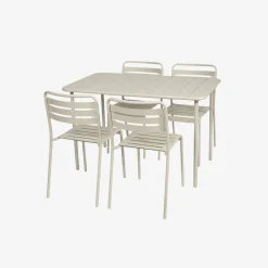 4-seater rectangular steel garden table set with 4 chairs