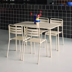 4-seater rectangular steel garden table set with 4 chairs