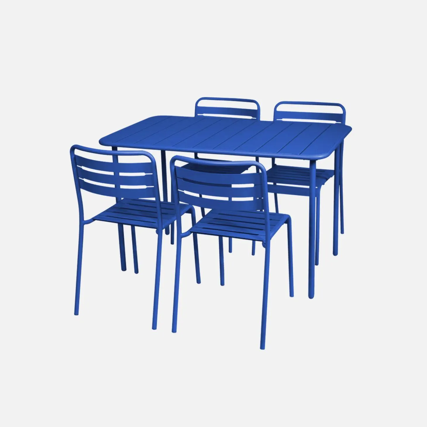 4-seater rectangular steel garden table set with 4 chairs