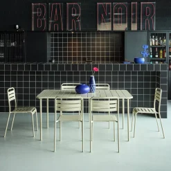6-8 seater rectangular steel garden table set with 6 chairs