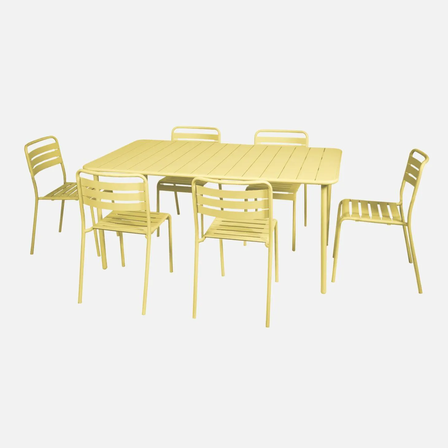 6-8 seater rectangular steel garden table set with 6 chairs