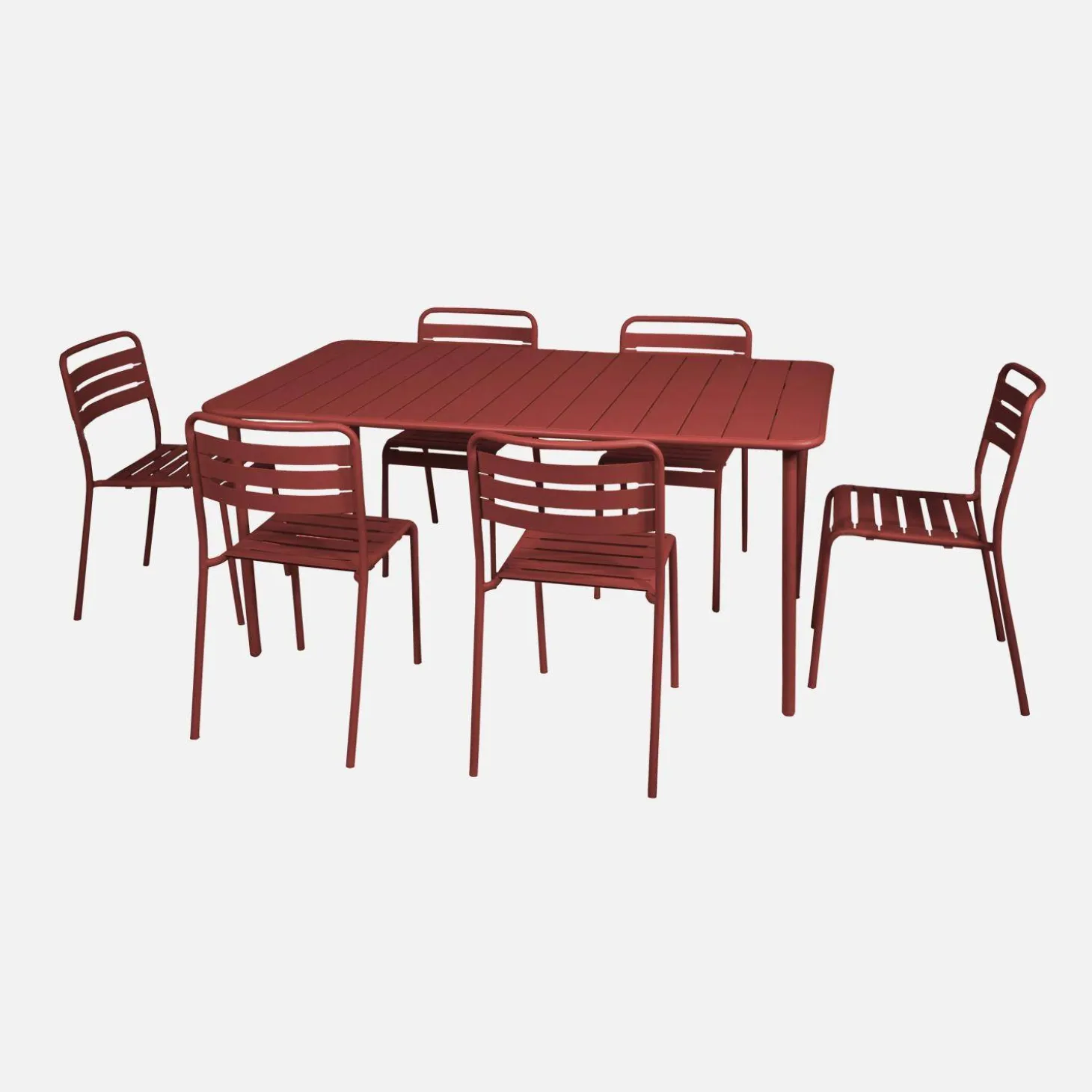 6-8 seater rectangular steel garden table set with 6 chairs