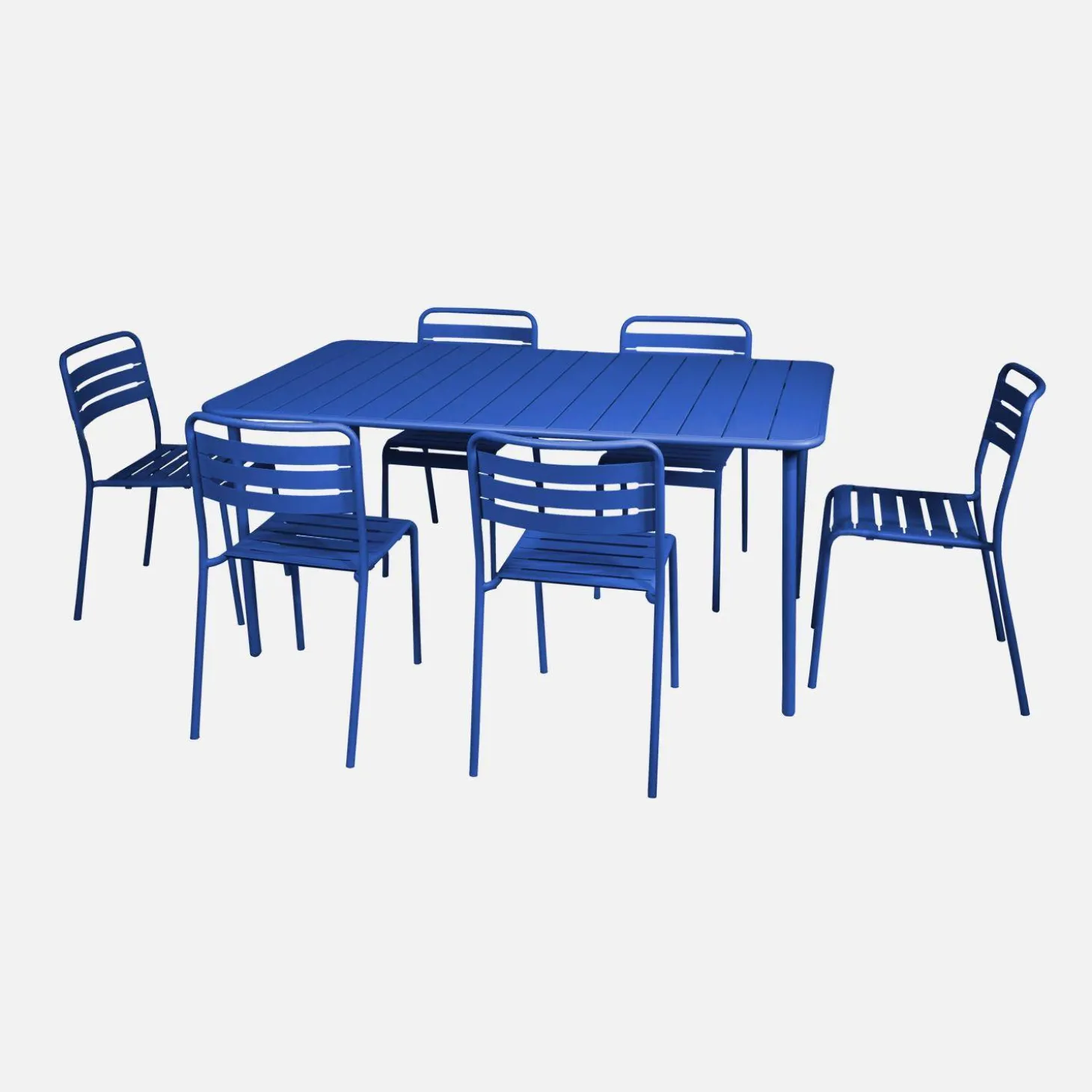 6-8 seater rectangular steel garden table set with 6 chairs