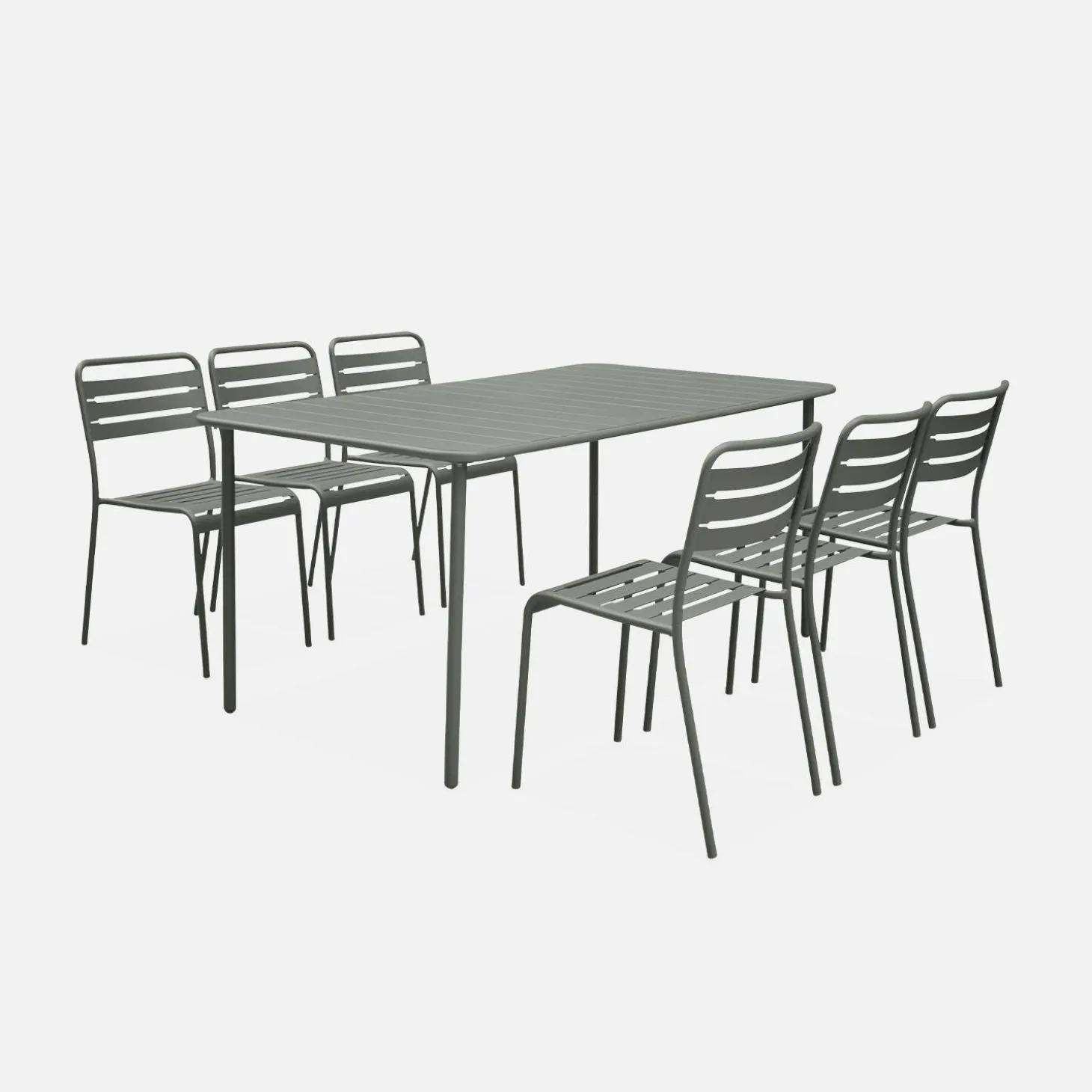 6-8 seater rectangular steel garden table with chairs