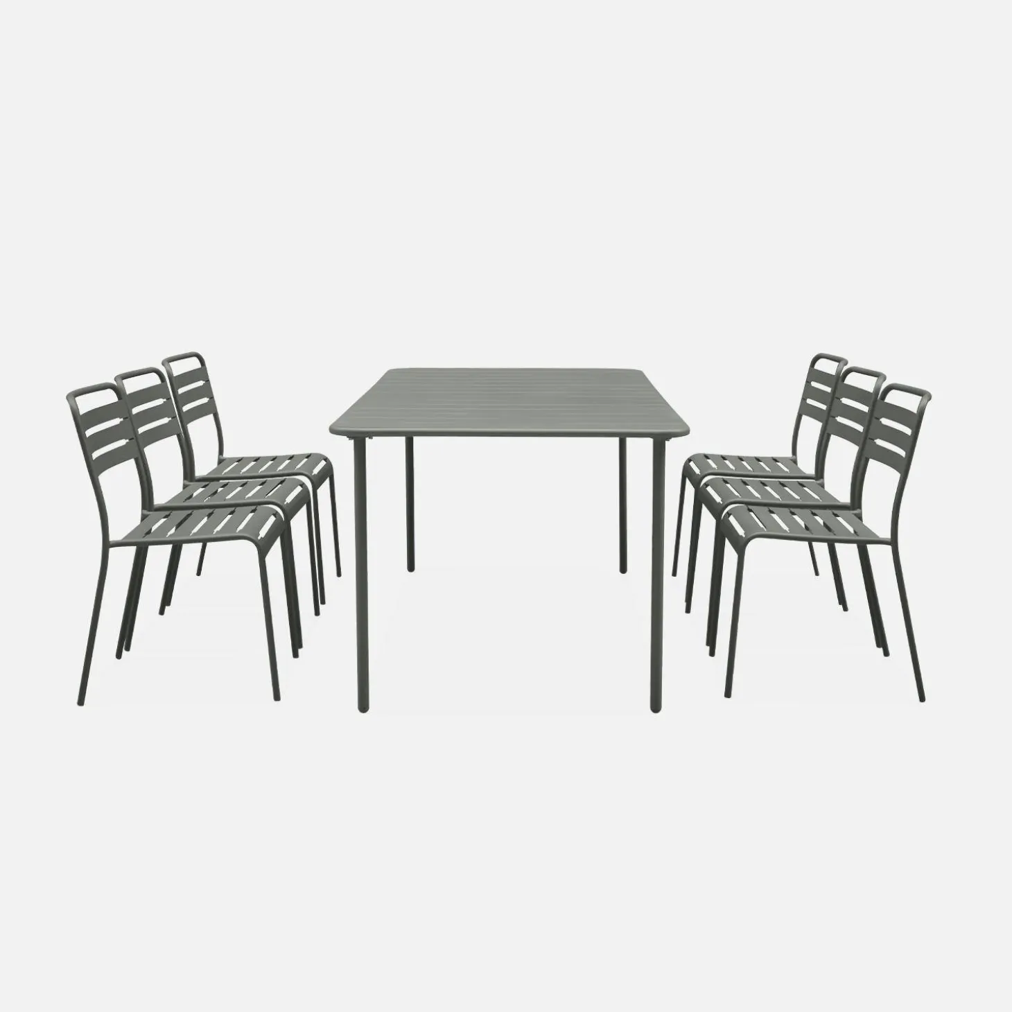 6-8 seater rectangular steel garden table with chairs