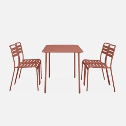 4-seater rectangular steel garden table with 4 chairs