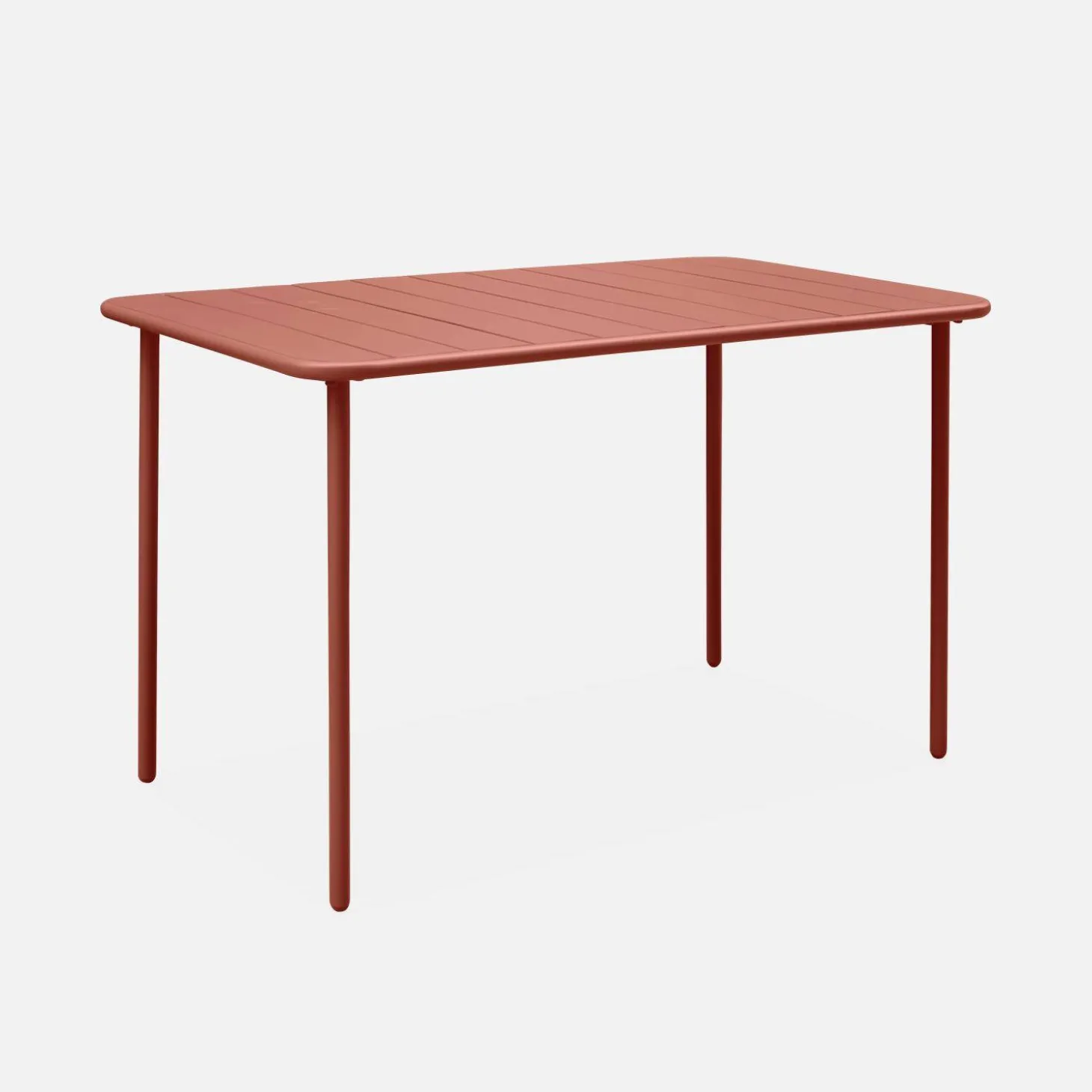 4-seater rectangular steel garden table with 4 chairs