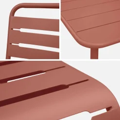 4-seater rectangular steel garden table with 4 chairs