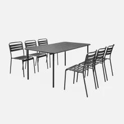 6-8 seater rectangular steel garden table