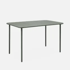 4-seater rectangular steel garden table with 4 chairs