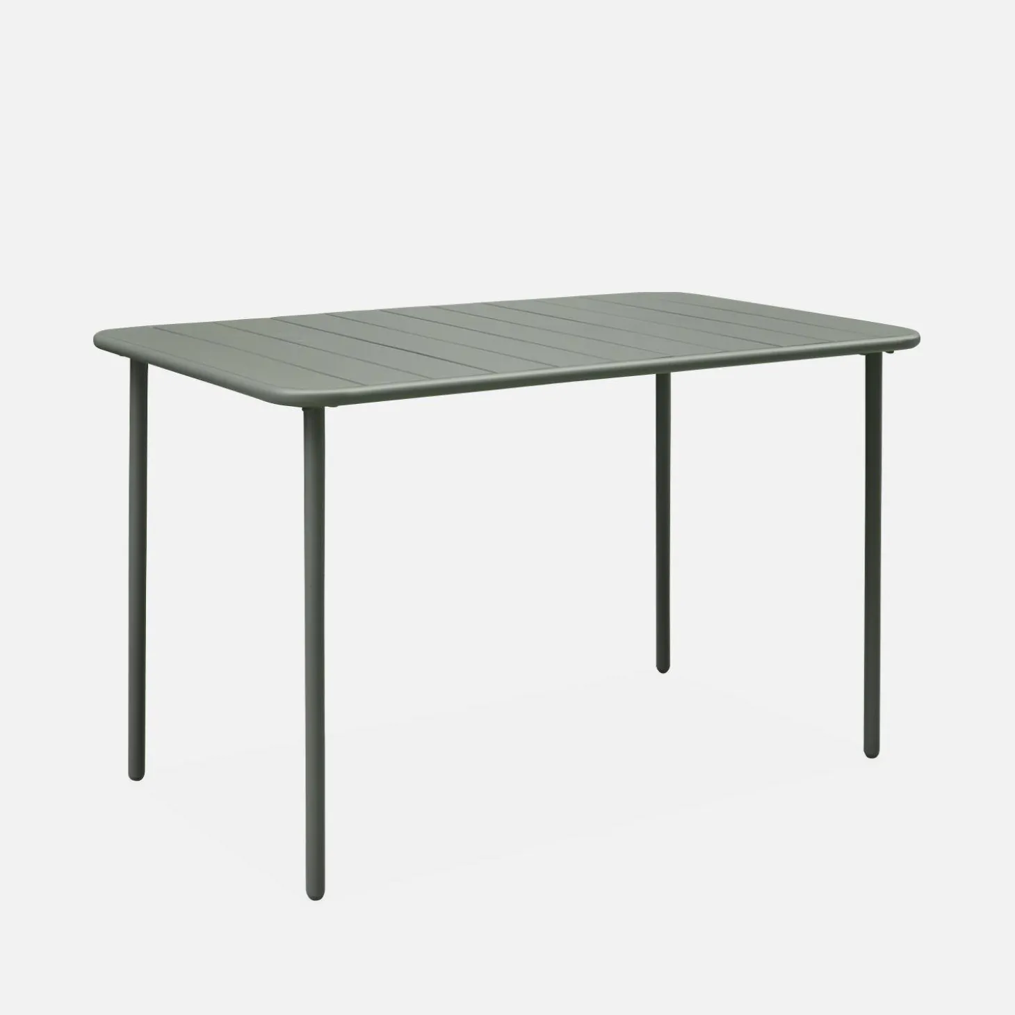 4-seater rectangular steel garden table with 4 chairs