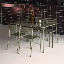 4-seater rectangular steel garden table set with 4 chairs