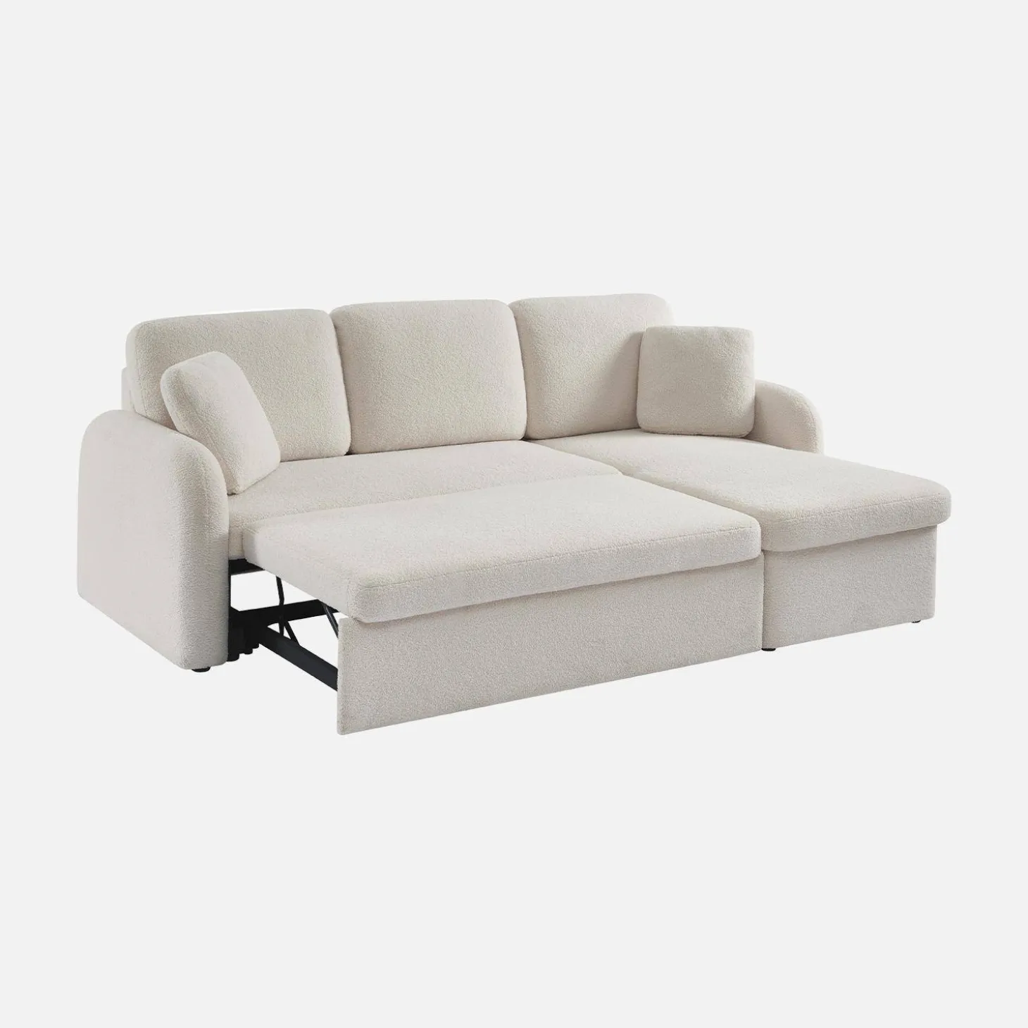 3-seater reversible corner sofa bed in boucle fabric