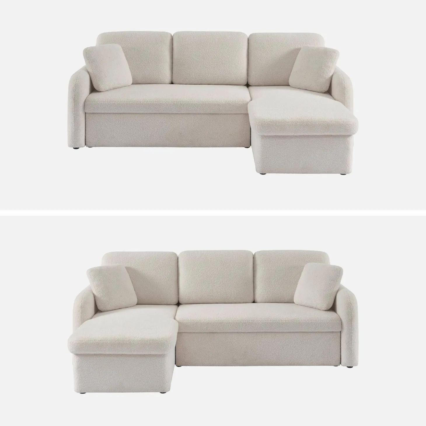 3-seater reversible corner sofa bed in boucle fabric