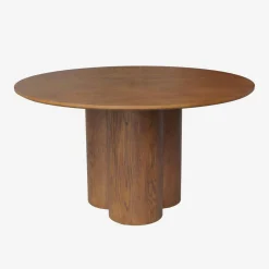 4-seater round dining table, rubberwood and oak veneer