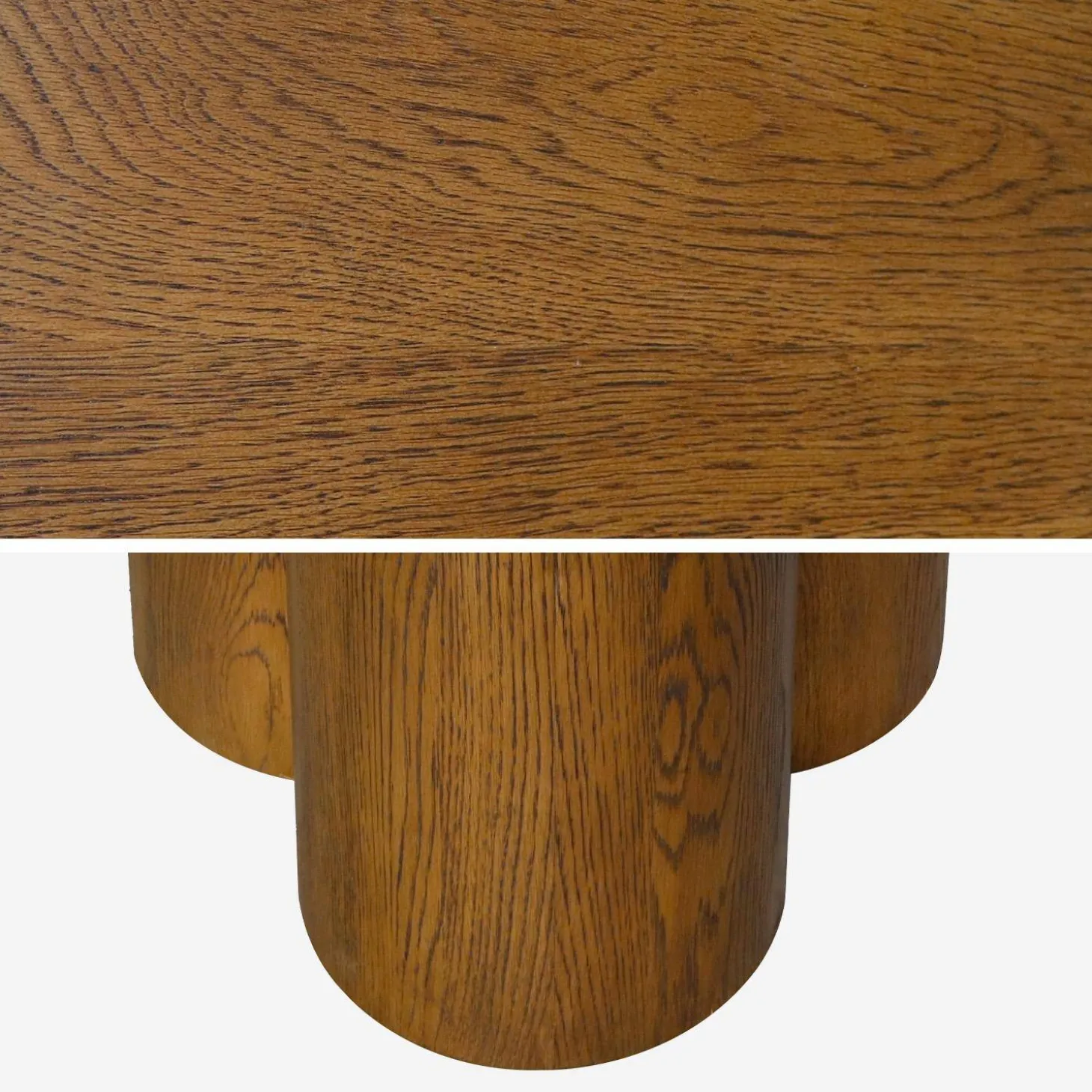 4-seater round dining table, rubberwood and oak veneer