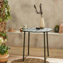 2-seater round steel garden table