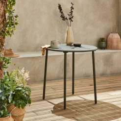 2-seater round steel garden table