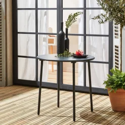 2-seater round steel garden table
