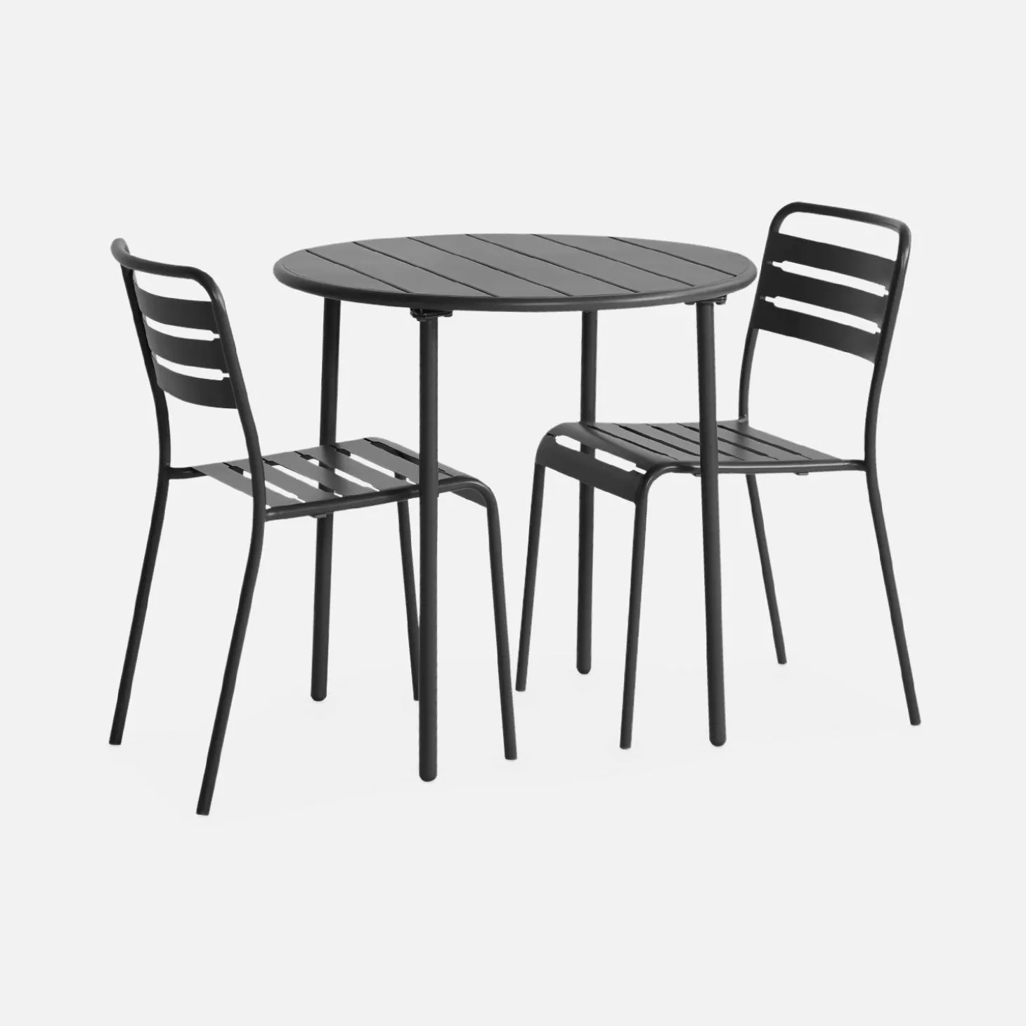 2-seater round steel garden table