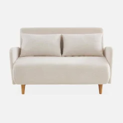 2-seater scandinavian convertible sofa with boucle fabric