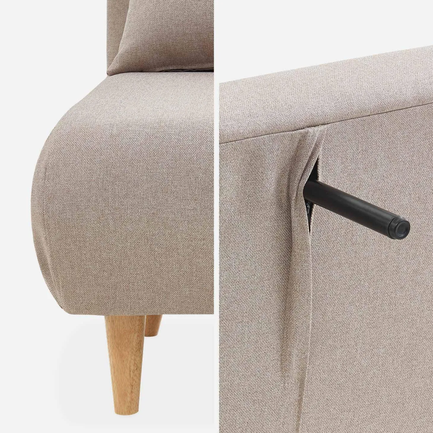 2-seater scandi-style folding sofa bed