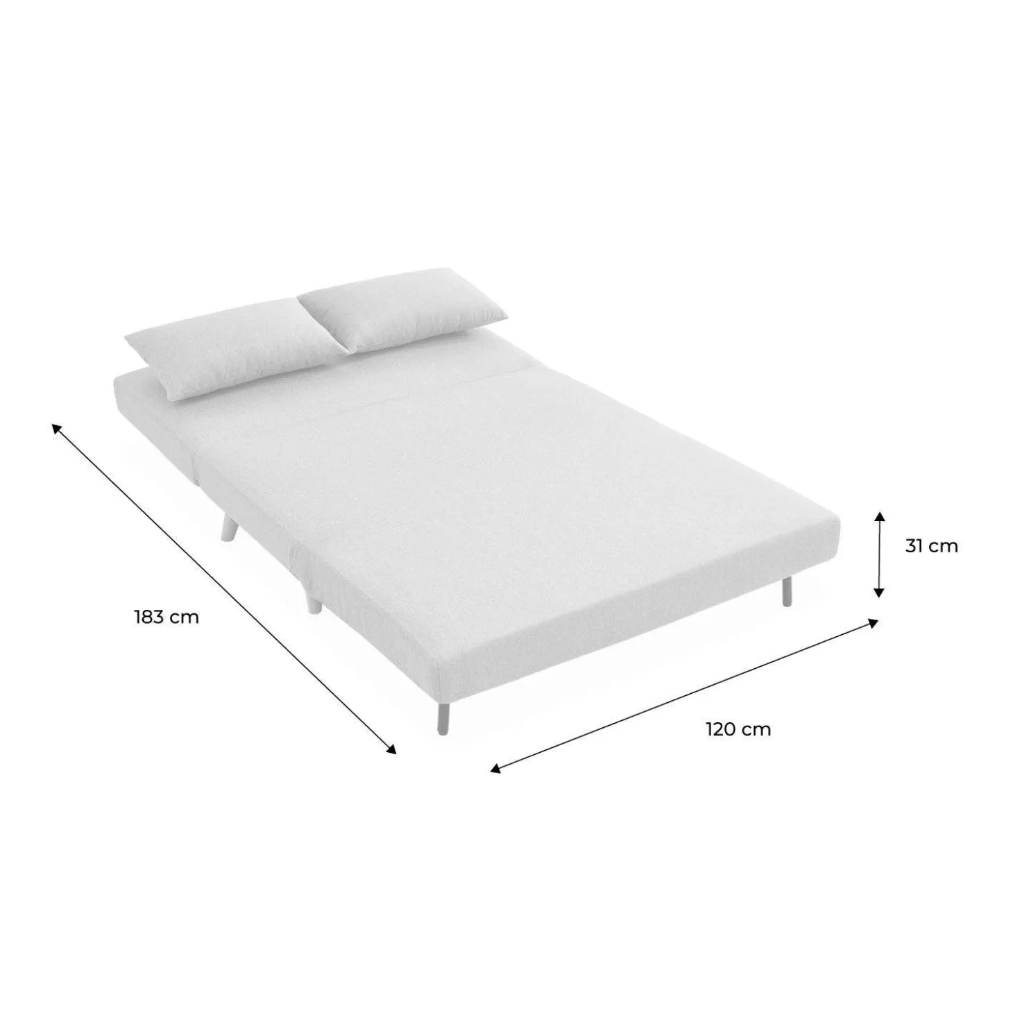2-seater scandi-style folding sofa bed