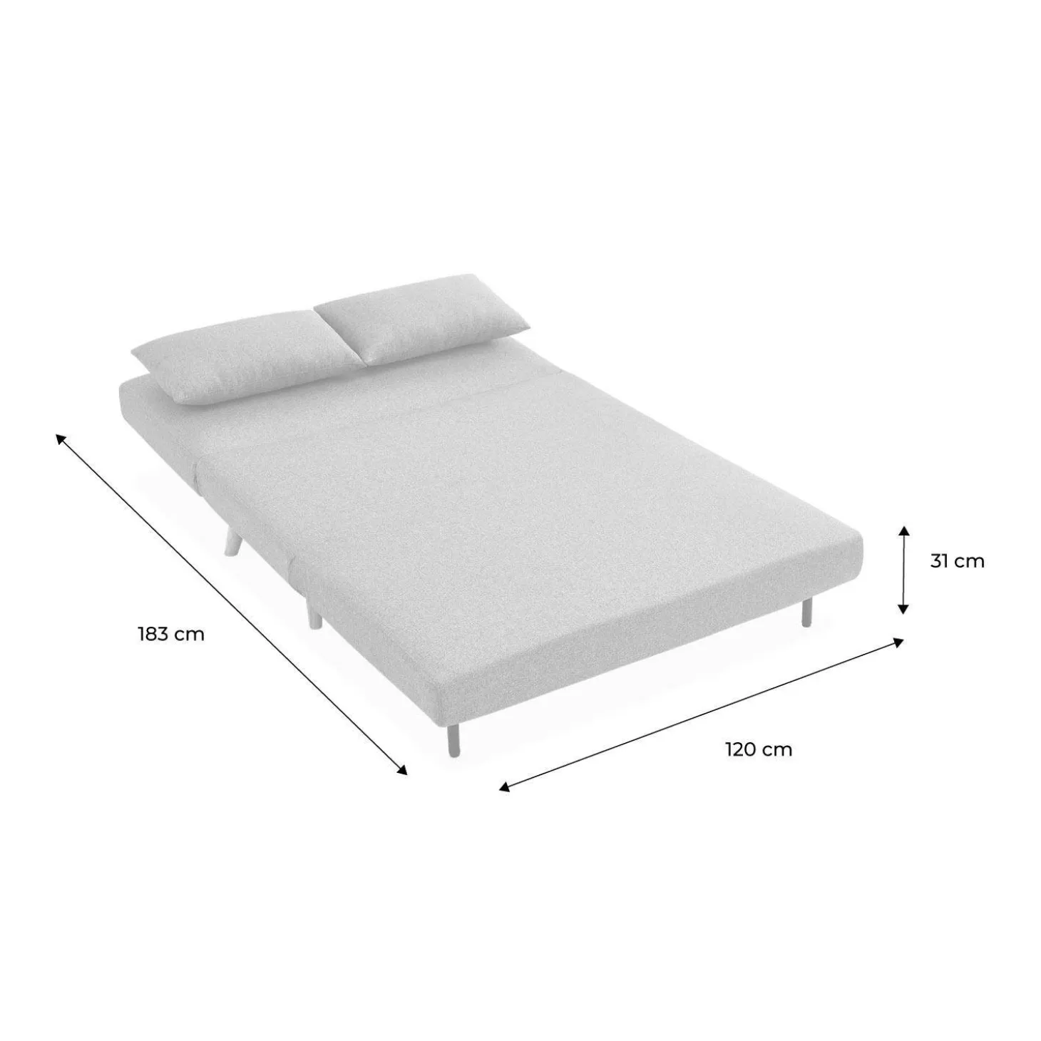 2-seater scandi-style folding sofa bed