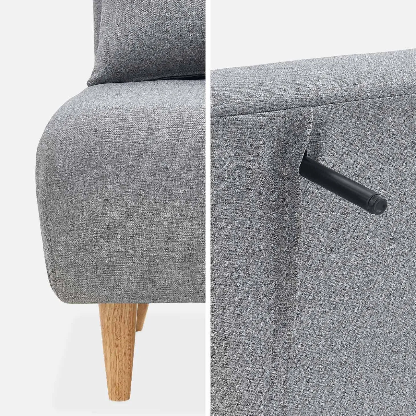 2-seater scandi-style folding sofa bed