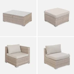 4-seater self-assembly polyrattan garden sofa set
