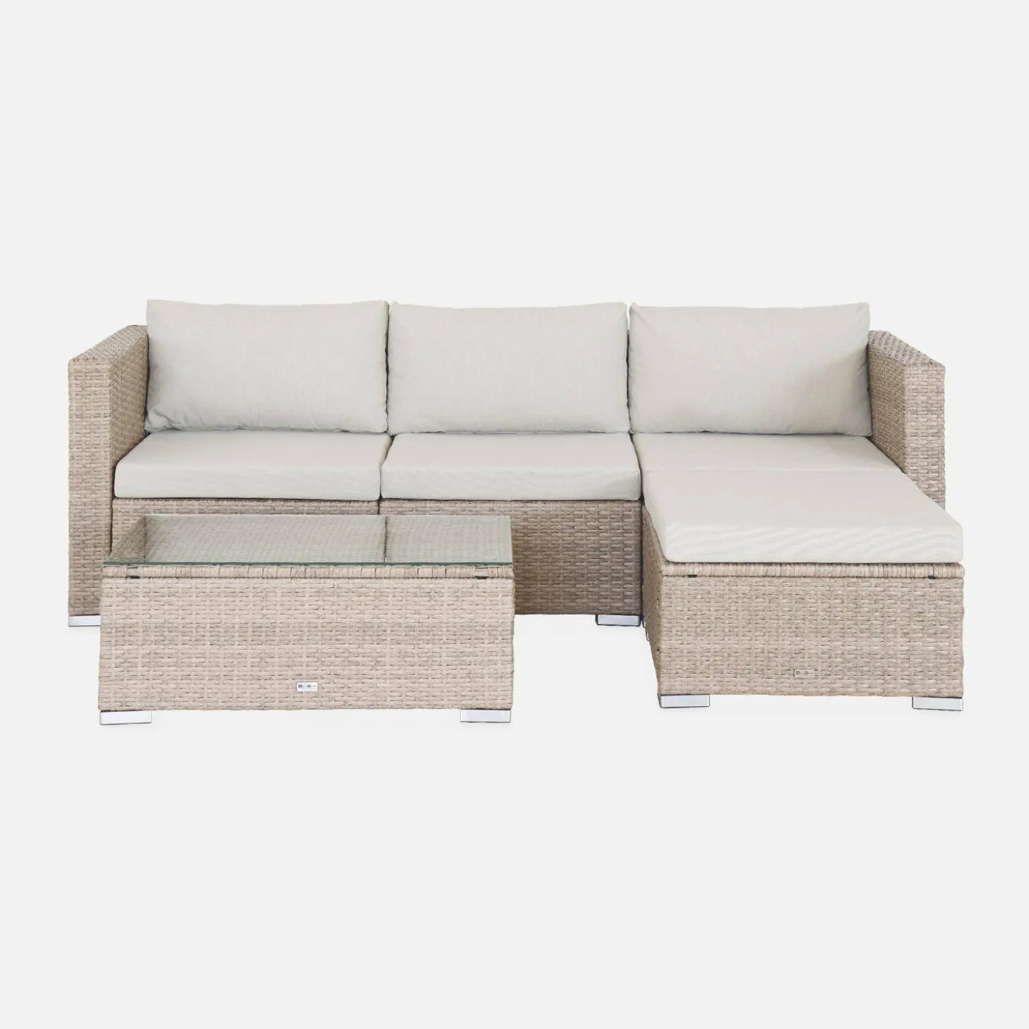 4-seater self-assembly polyrattan garden sofa set