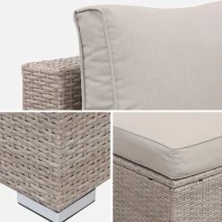 4-seater self-assembly polyrattan garden sofa set