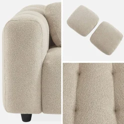 3-seater sofa, upholstered in textured boucle fabric