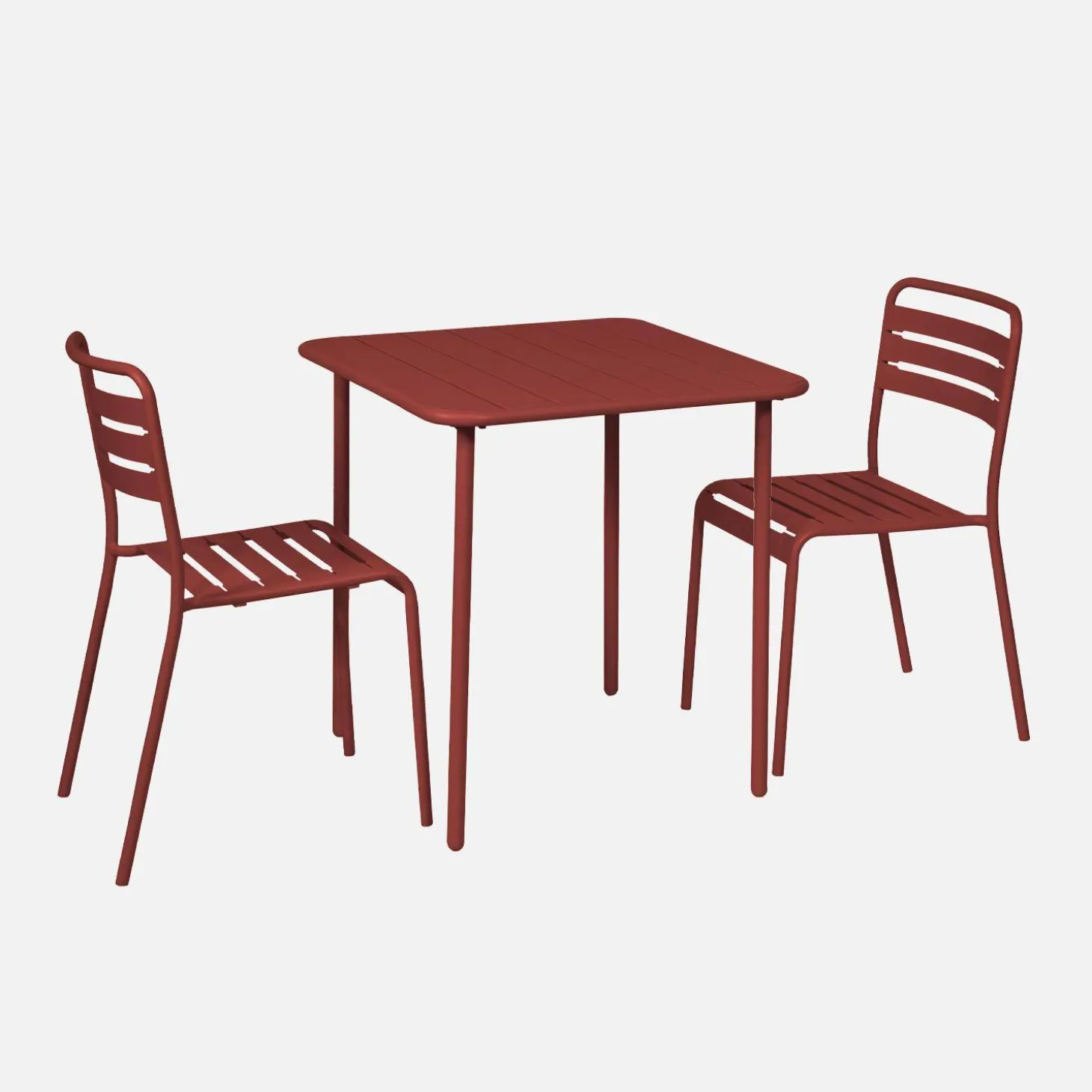 2-seater square steel garden table set with 2 chairs