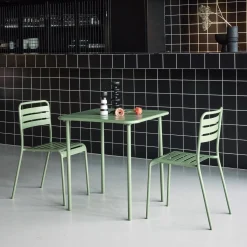2-seater square steel garden table set with 2 chairs