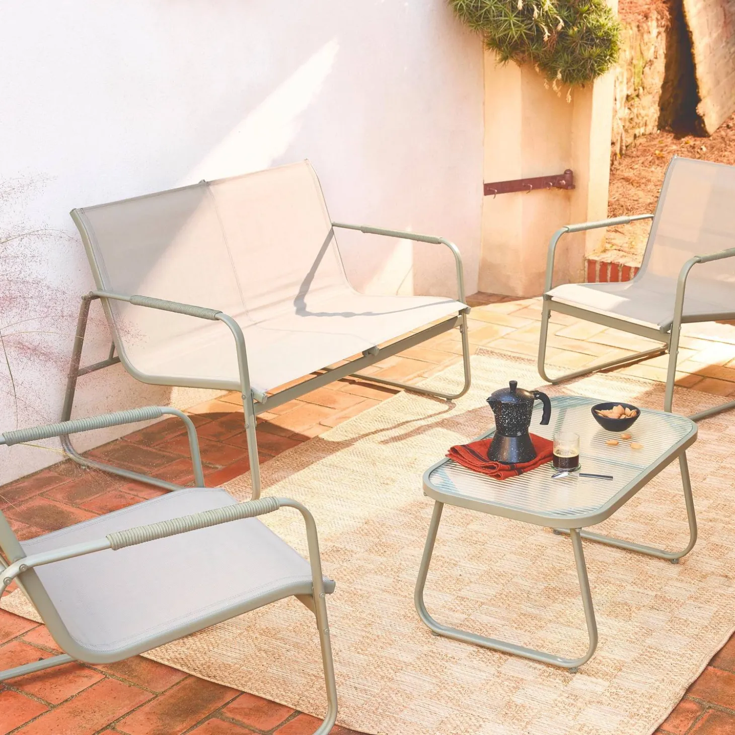 4-seater steel garden sofa set