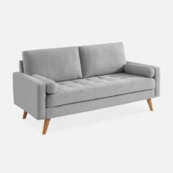 3-seater tufted fabric sofa