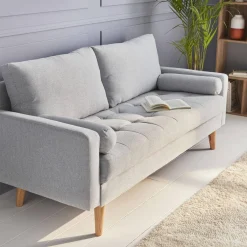 3-seater tufted fabric sofa