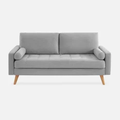 3-seater tufted fabric sofa
