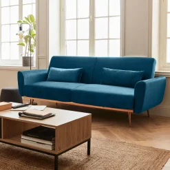 3-seater velvet convertible sofa bed