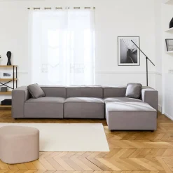 3-4-seater water-repellent modular sofa with 1 footstool